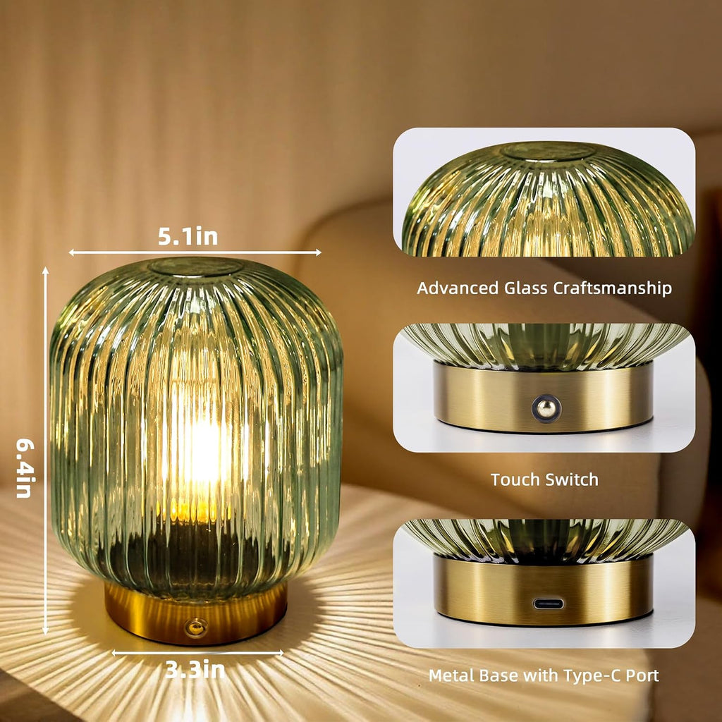 MJ PREMIER Rechargeable Table Lamp,Cordless Lamp with Memory Function,Green