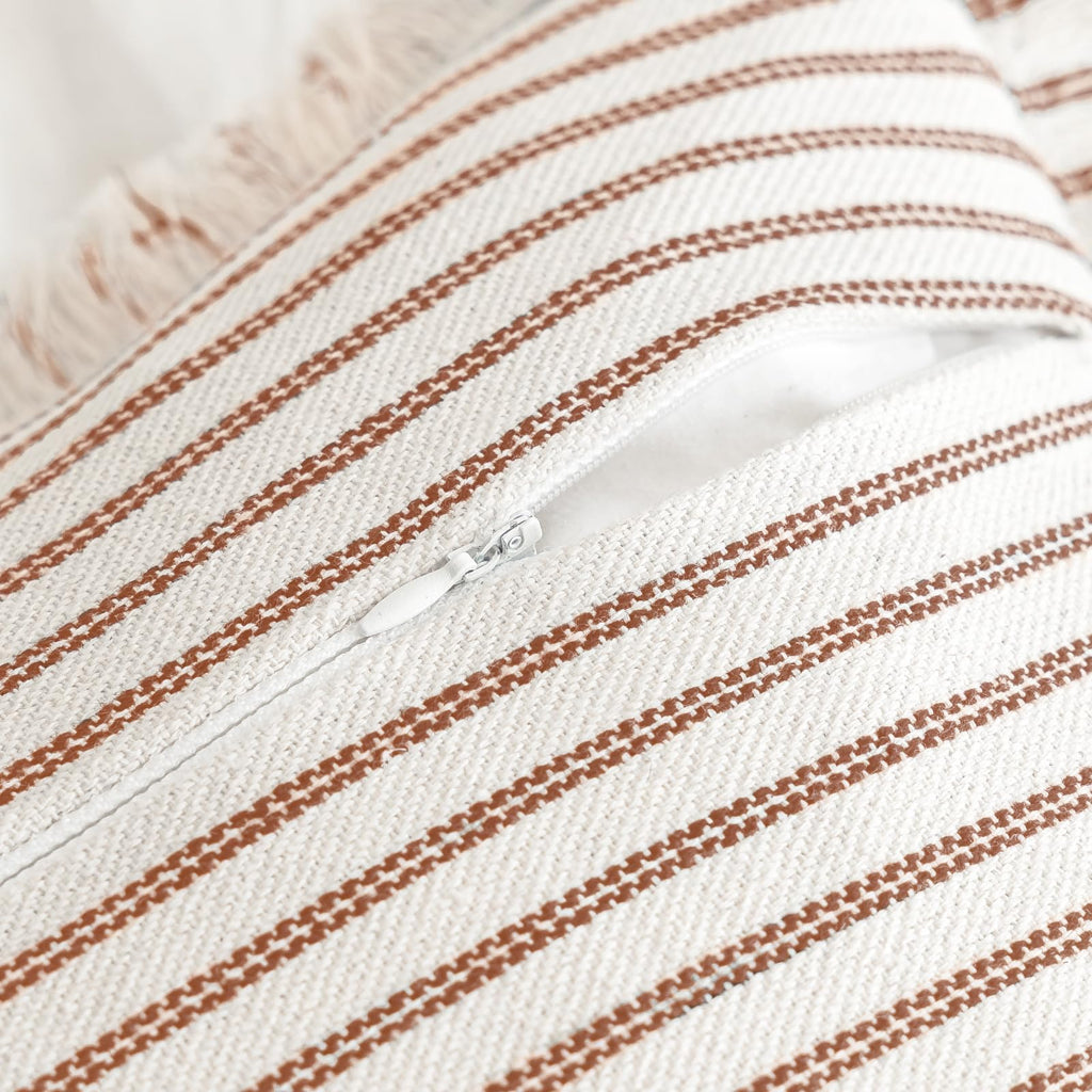 YEENAASY Throw Pillow Covers 18x18 Boho Striped Pillow Cases with Tassel