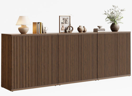 Fluted Buffet Cabinet with Storage Sideboard with 2 Doors & Adjustable Shelf