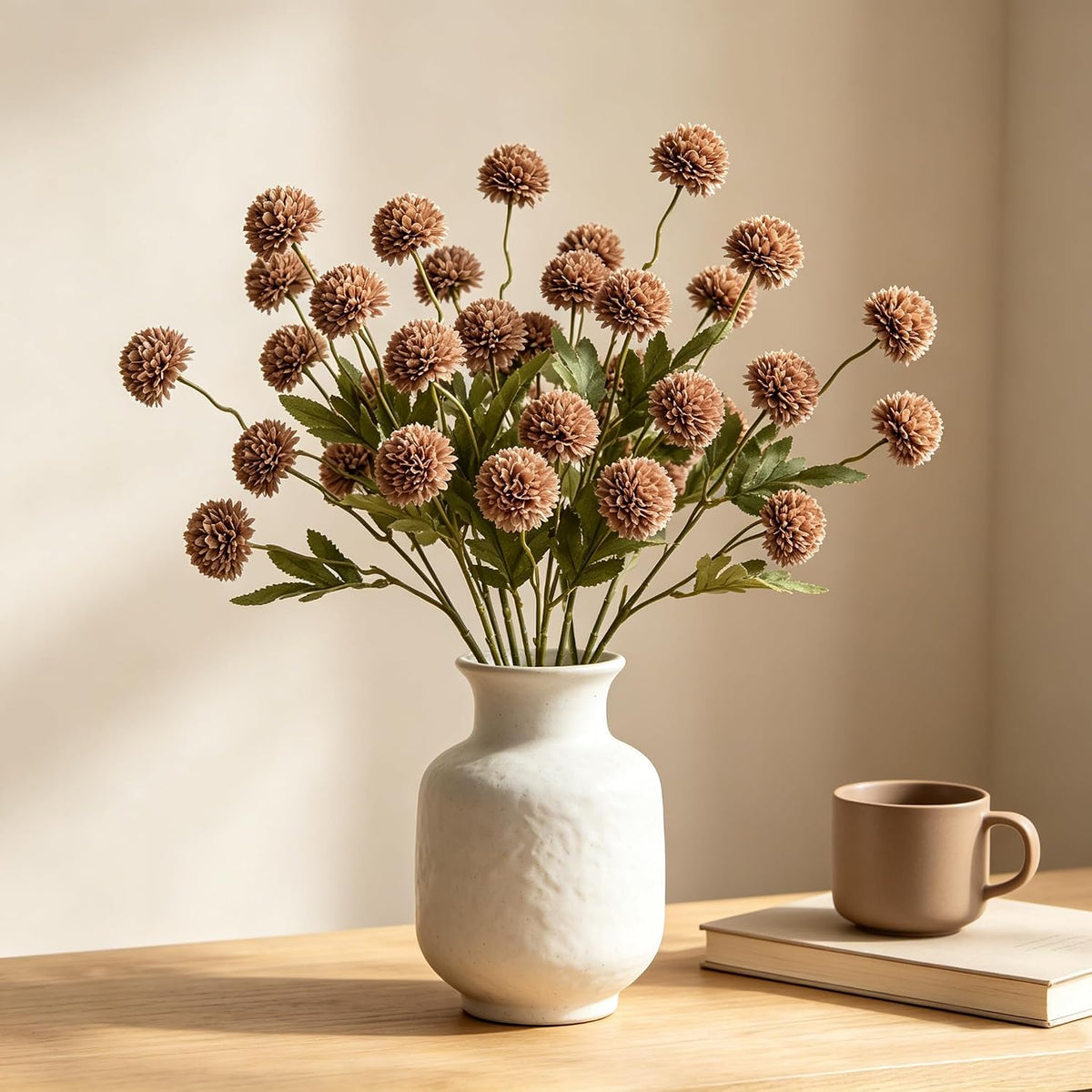 Fake Silk Chrysanthemum, Light Taupe, 10 Pcs