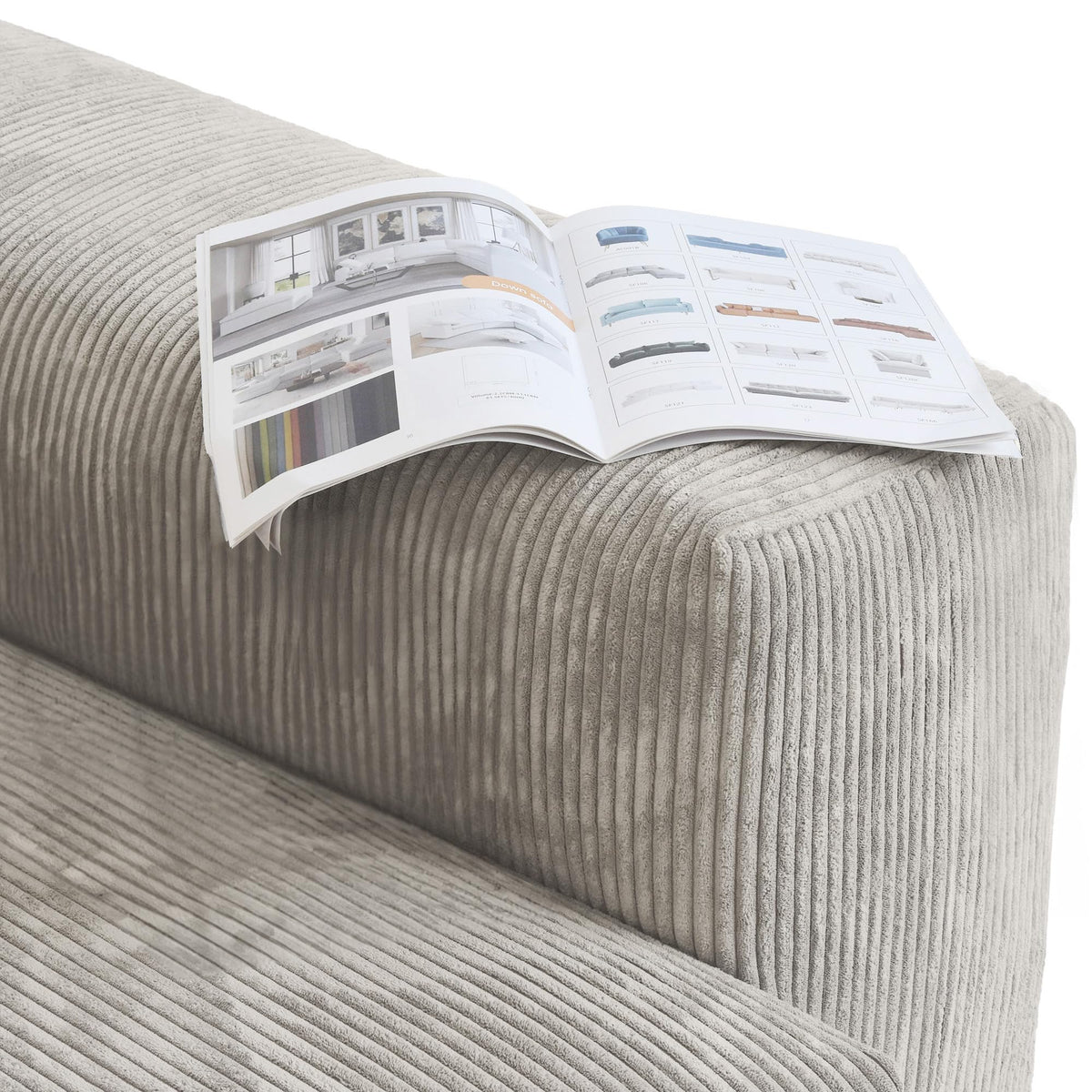 WJShome Cloud Couch Modular Sectional Sofa,141.73inch L Shaped Couch,Oversized Corduroy Couches with Ottoman and Pillows, Beige 4 Seaters Cushion Covers Removable& Washable