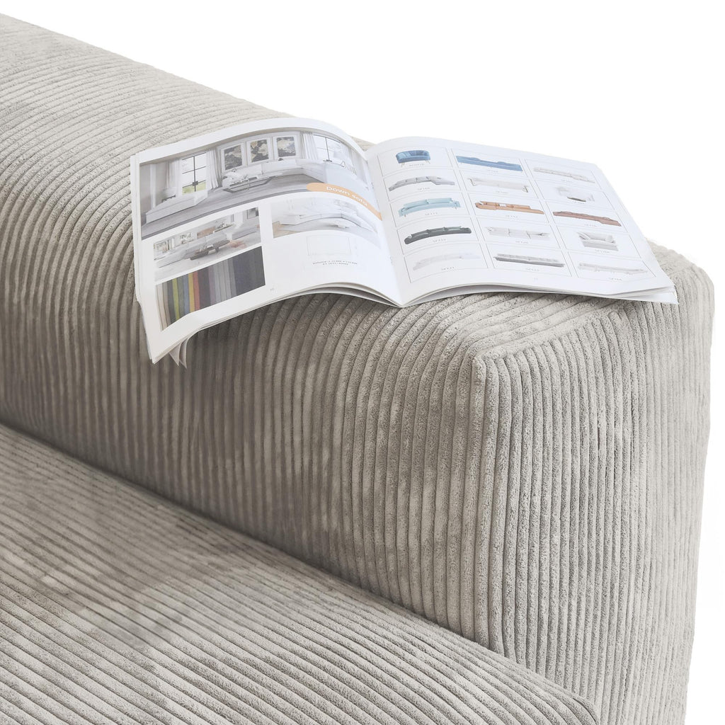 WJShome Cloud Couch Modular Sectional Sofa,141.73inch L Shaped Couch,Oversized Corduroy Couches with Ottoman and Pillows, Beige 4 Seaters Cushion Covers Removable& Washable