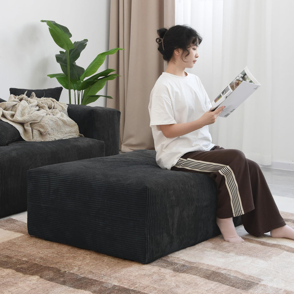 WJShome Cloud Couch Modular Sectional Sofa,141.73inch L Shaped Couch,Oversized Corduroy Couches with Ottoman and Pillows, Beige 4 Seaters Cushion Covers Removable& Washable
