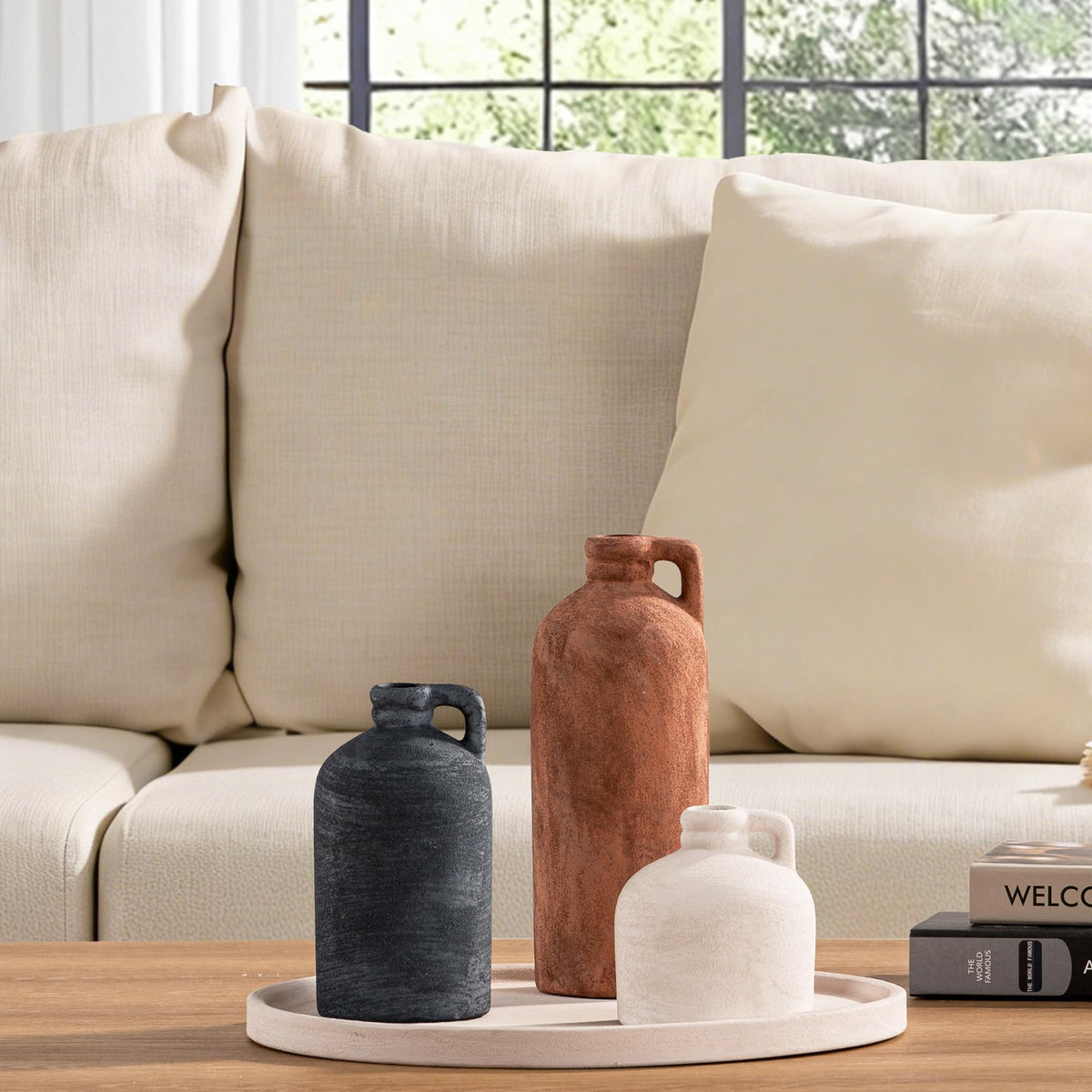 Vanselia Ceramic Vase Set of 3 Home Decor Living Room Table Decorations