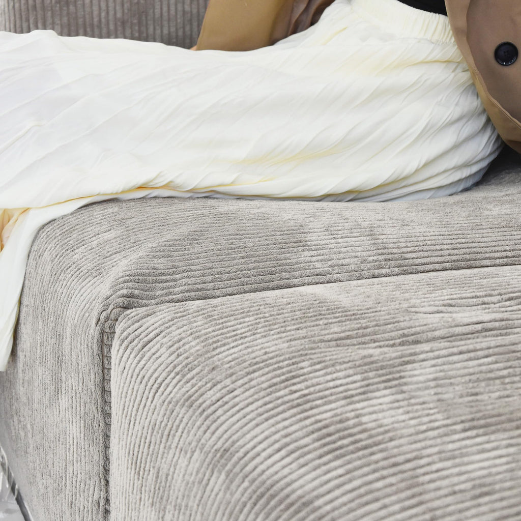 WJShome Cloud Couch Modular Sectional Sofa,141.73inch L Shaped Couch,Oversized Corduroy Couches with Ottoman and Pillows, Beige 4 Seaters Cushion Covers Removable& Washable