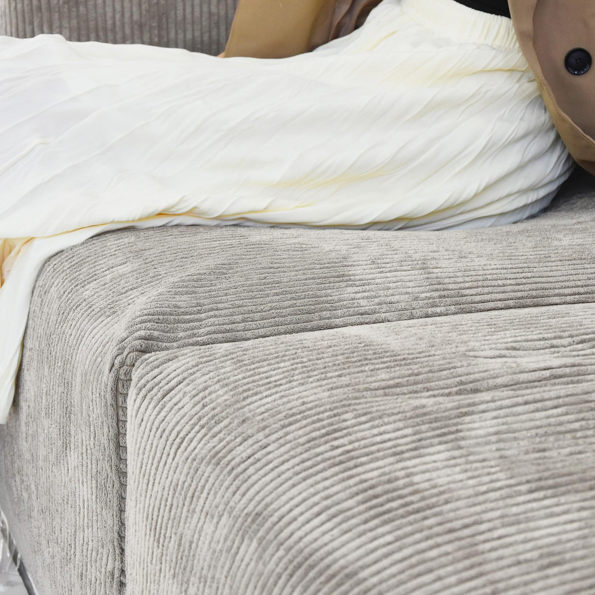 WJShome Cloud Couch Modular Sectional Sofa,141.73inch L Shaped Couch,Oversized Corduroy Couches with Ottoman and Pillows, Beige 4 Seaters Cushion Covers Removable& Washable