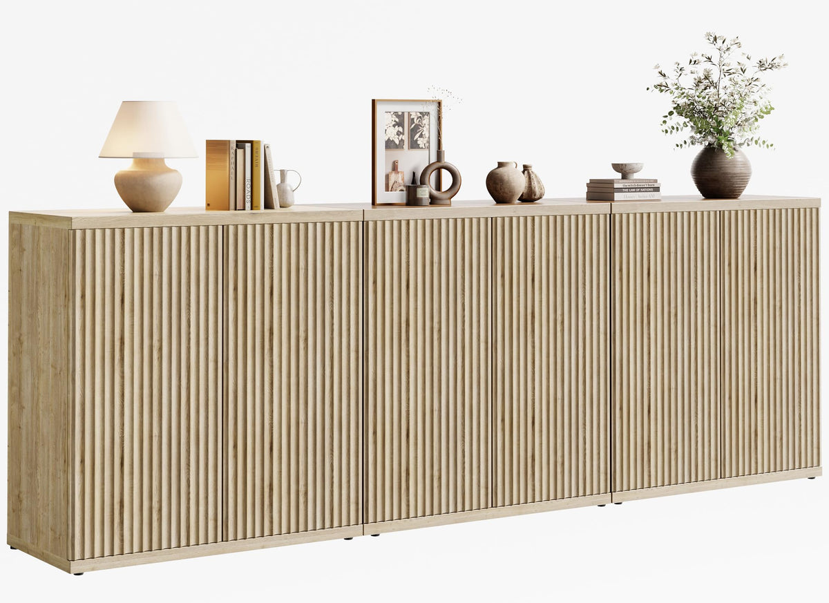 Fluted Buffet Cabinet with Storage Sideboard with 2 Doors & Adjustable Shelf
