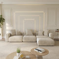 WJShome Cloud Couch Modular Sectional Sofa,141.73inch L Shaped Couch,Oversized Corduroy Couches with Ottoman and Pillows, Beige 4 Seaters Cushion Covers Removable& Washable
