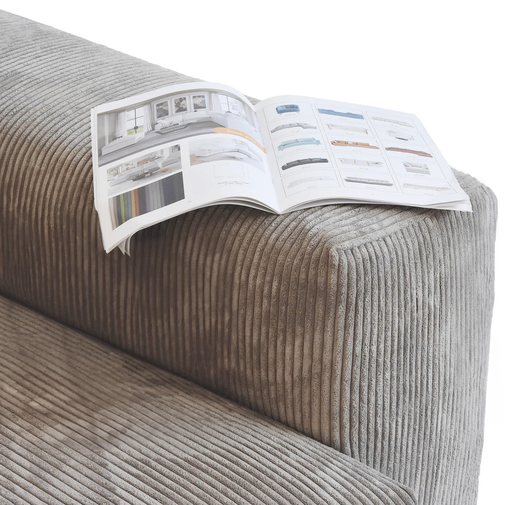 WJShome Cloud Couch Modular Sectional Sofa,141.73inch L Shaped Couch,Oversized Corduroy Couches with Ottoman and Pillows, Beige 4 Seaters Cushion Covers Removable& Washable